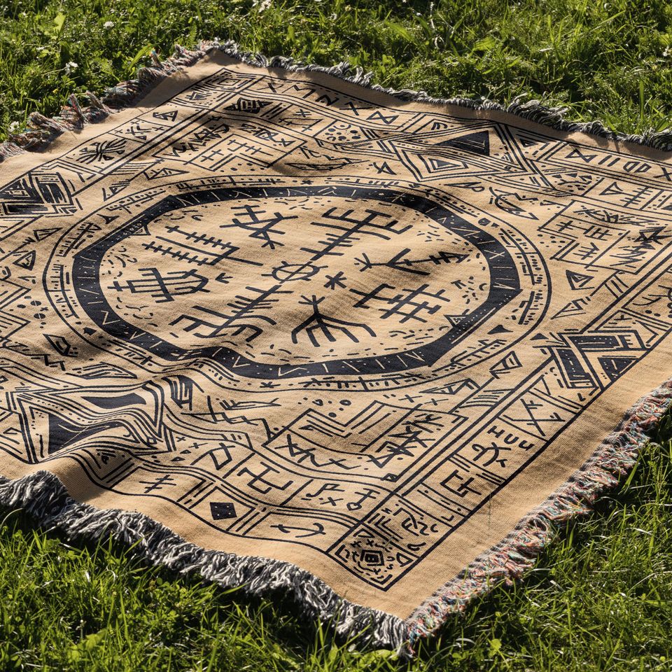 Tribal Woven Blanket, Geometric Pattern, Aztec Inspired Throw
