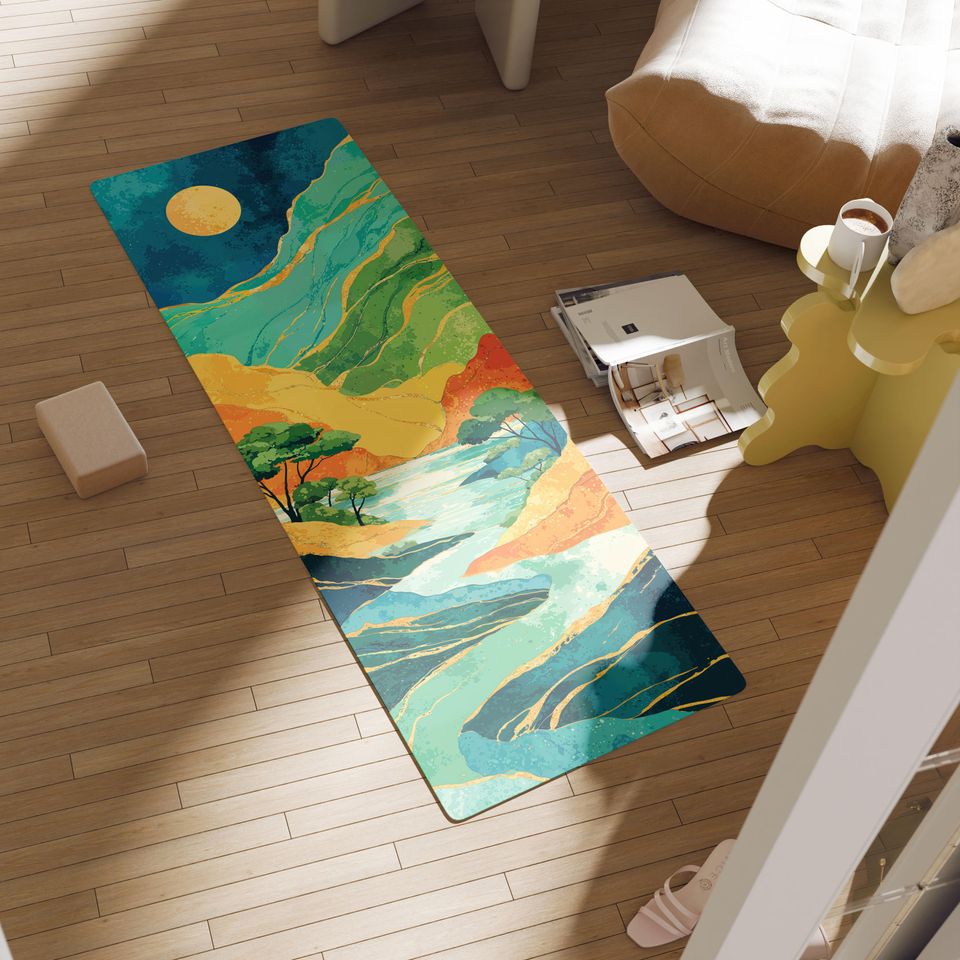 Mountain River Print Yoga Mat