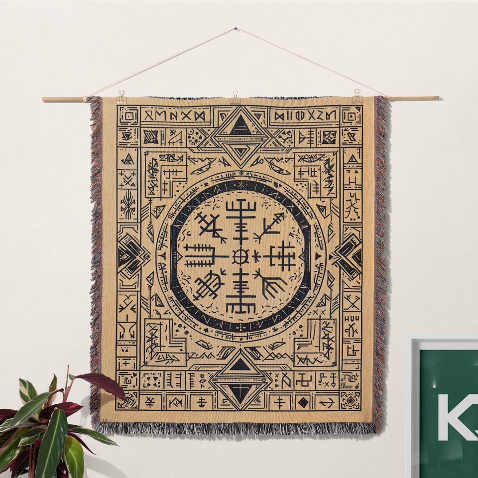 Tribal Woven Blanket, Geometric Pattern, Aztec Inspired Throw