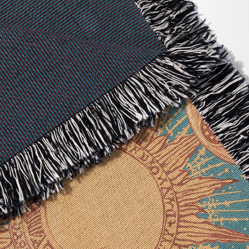 Celestial Sun and Moon Woven Blanket, Zodiac Astrology Decor