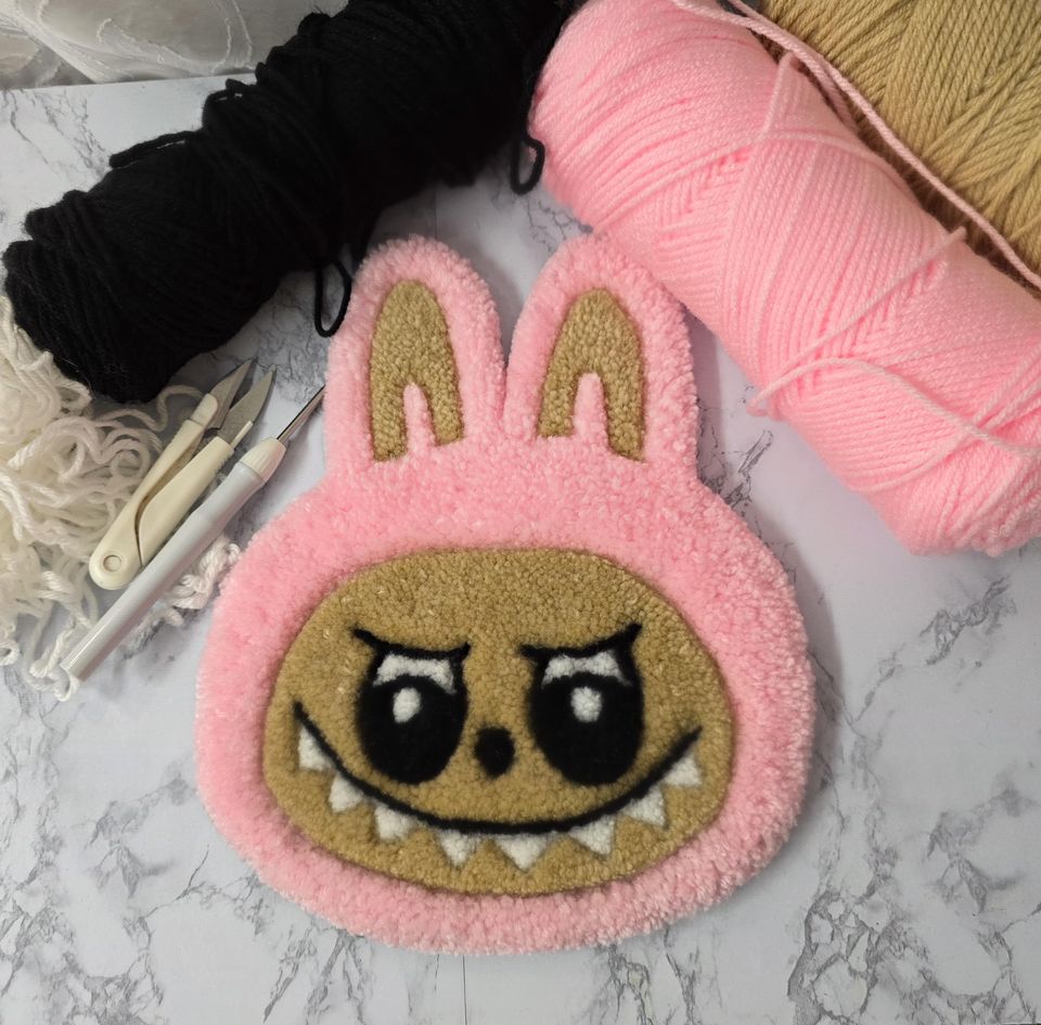 Labubu Tufted Rug Wall Hanging Pink Table Decor