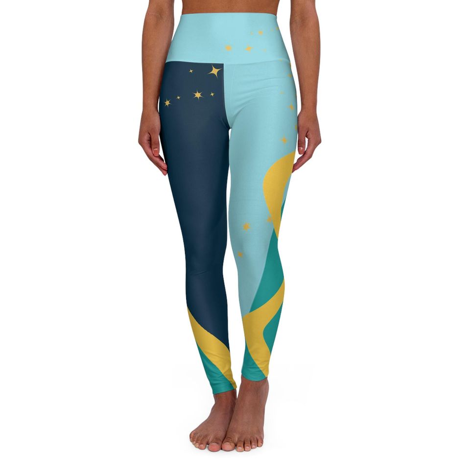 Color Blocked High Waist Yoga Leggings for Women