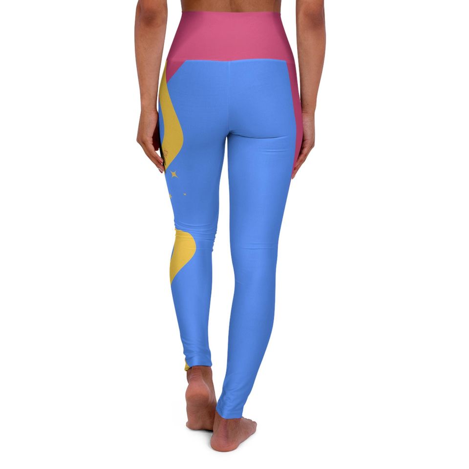 Color Blocked High Waist Yoga Leggings for Women