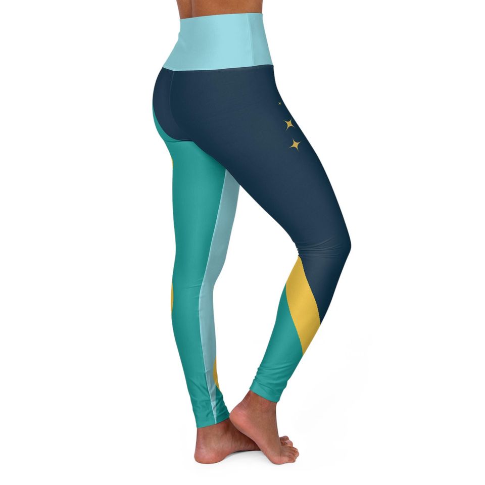 Color Blocked High Waist Yoga Leggings for Women