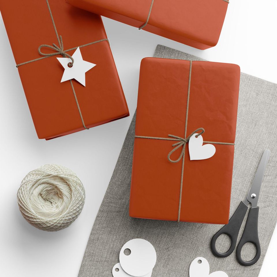 Burnt Orange Gift Paper| Dark orange Roll Wrapping Paper| Christmas Gift Paper| Solid wrapping paper | Minimalist Holiday Gift Wrap| Fall