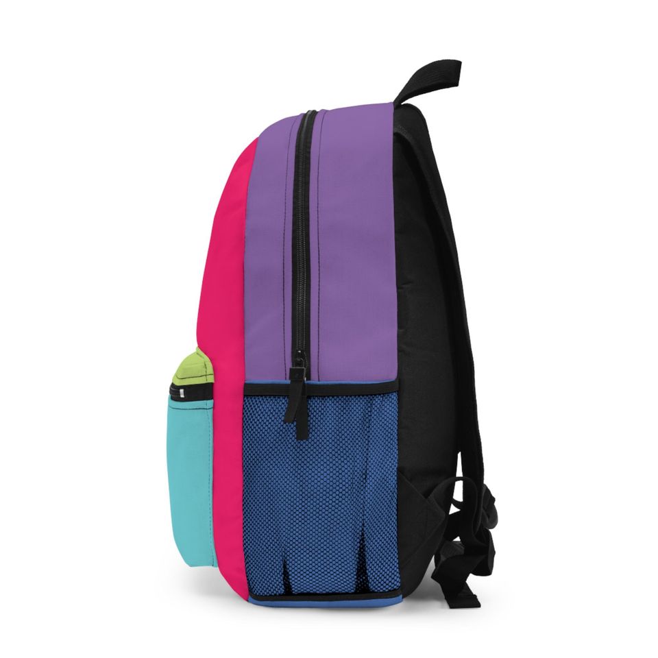 Colorful Lightweight Color Block Backpack | Vibrant Polyester School Bag | Adjustable Straps & Blank Name Tag | Durable Daily Use