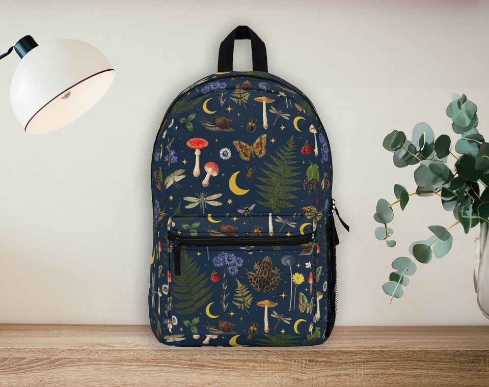Cute Cottagecore backpack, Mushroom backpack, Overnight Bag, Back to school