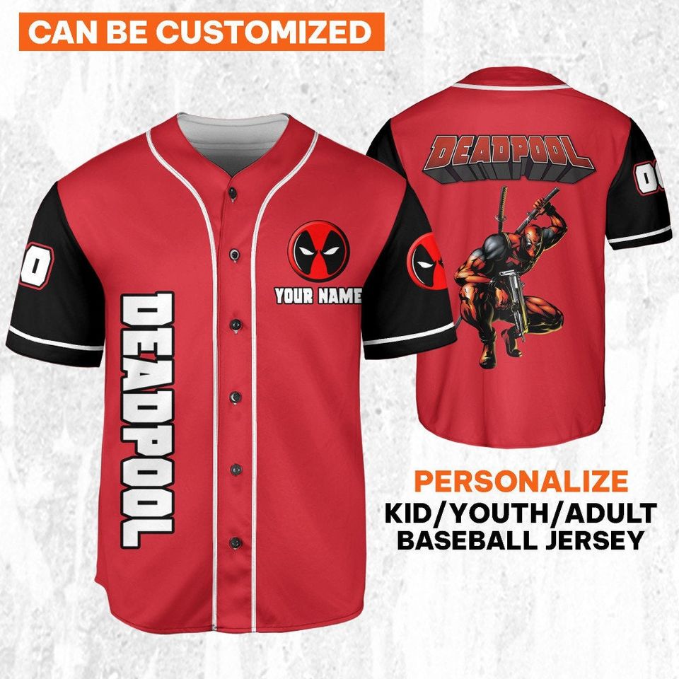 Personalize Deadpool Black Red Awesome, Custom Name Superhero