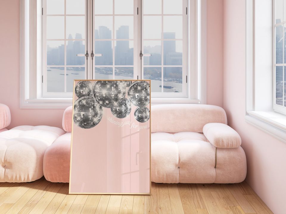 Mirrorball Pink Y2K Poster | Printable Wall Art