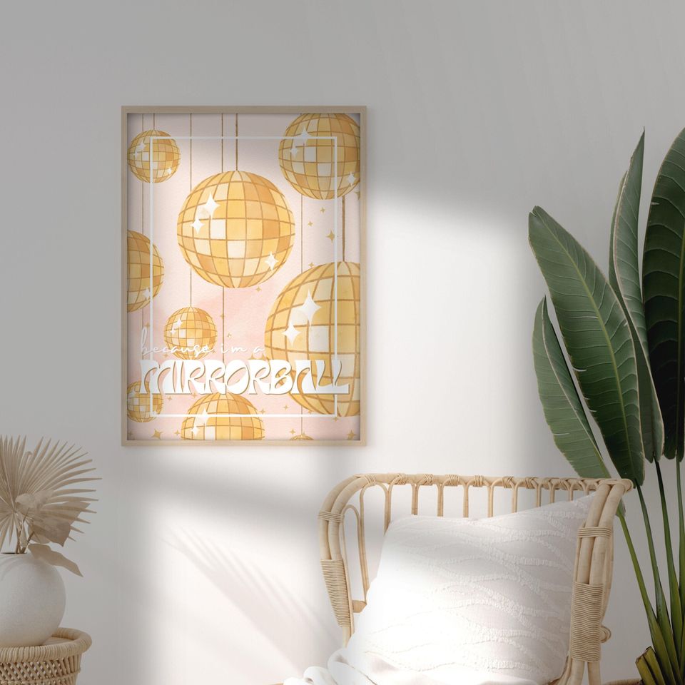 Mirrorball Poster | Retro Y2K style | Printable Wall Art