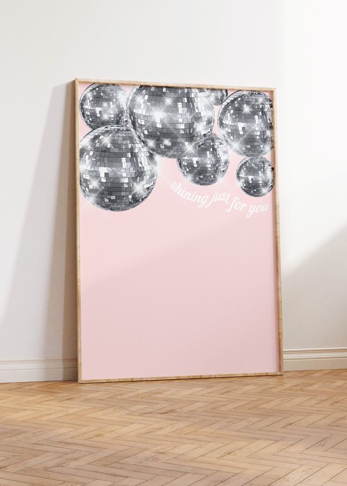Mirrorball Pink Y2K Poster | Printable Wall Art