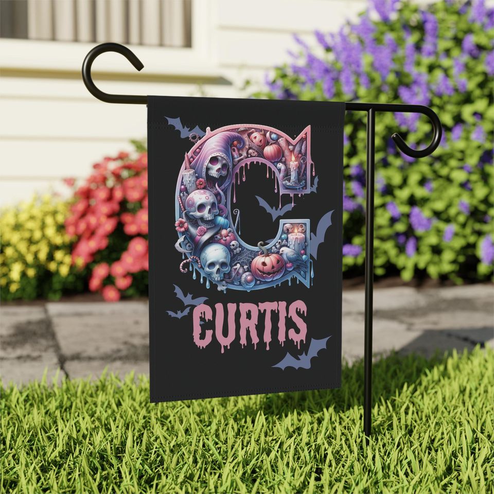 Personalized Halloween Garden Flag with Spooky Gothic Details