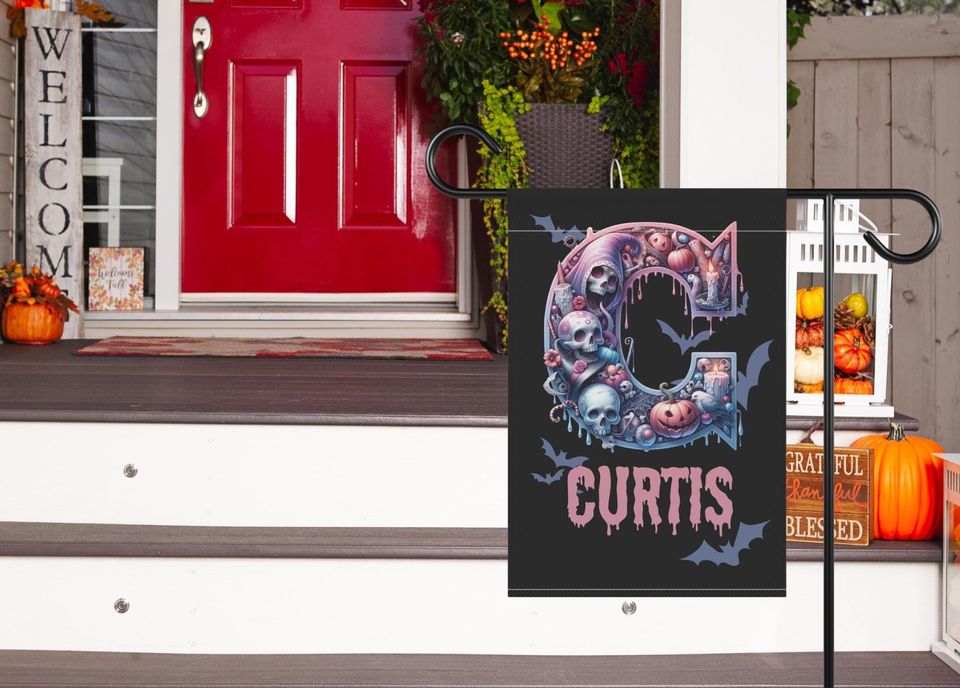 Personalized Halloween Garden Flag with Spooky Gothic Details