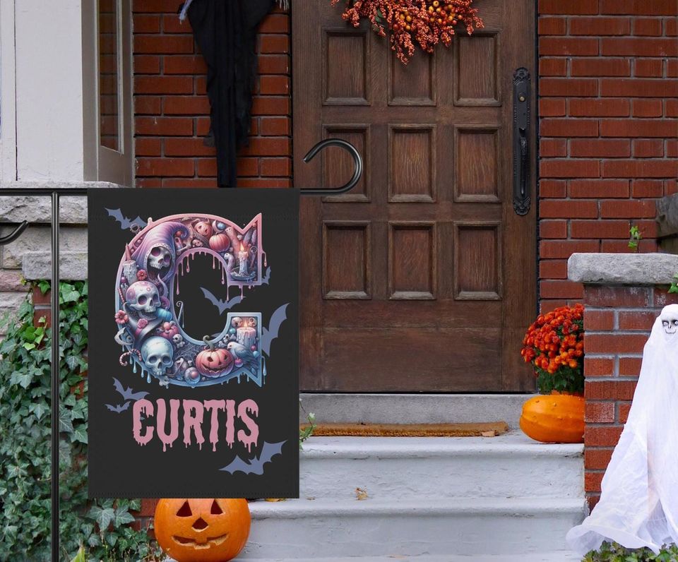 Personalized Halloween Garden Flag with Spooky Gothic Details