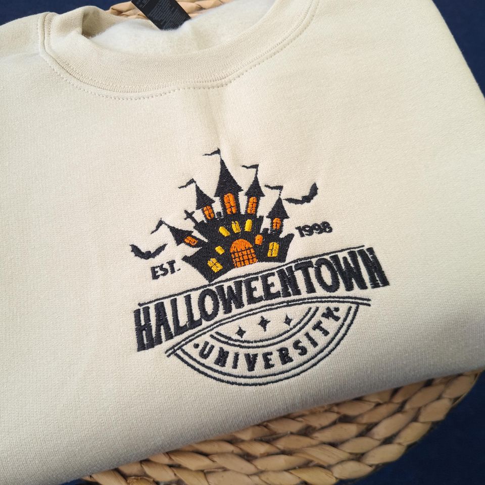 HalloweenTown Embroidered Sweatshirt, Vintage Halloween Crewneck