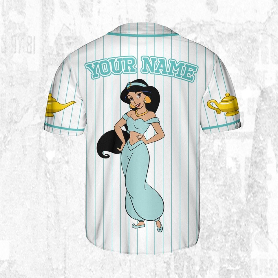Custom Disney Princess Jasmine Aladdin Jersey, Disney Baseball Jersey