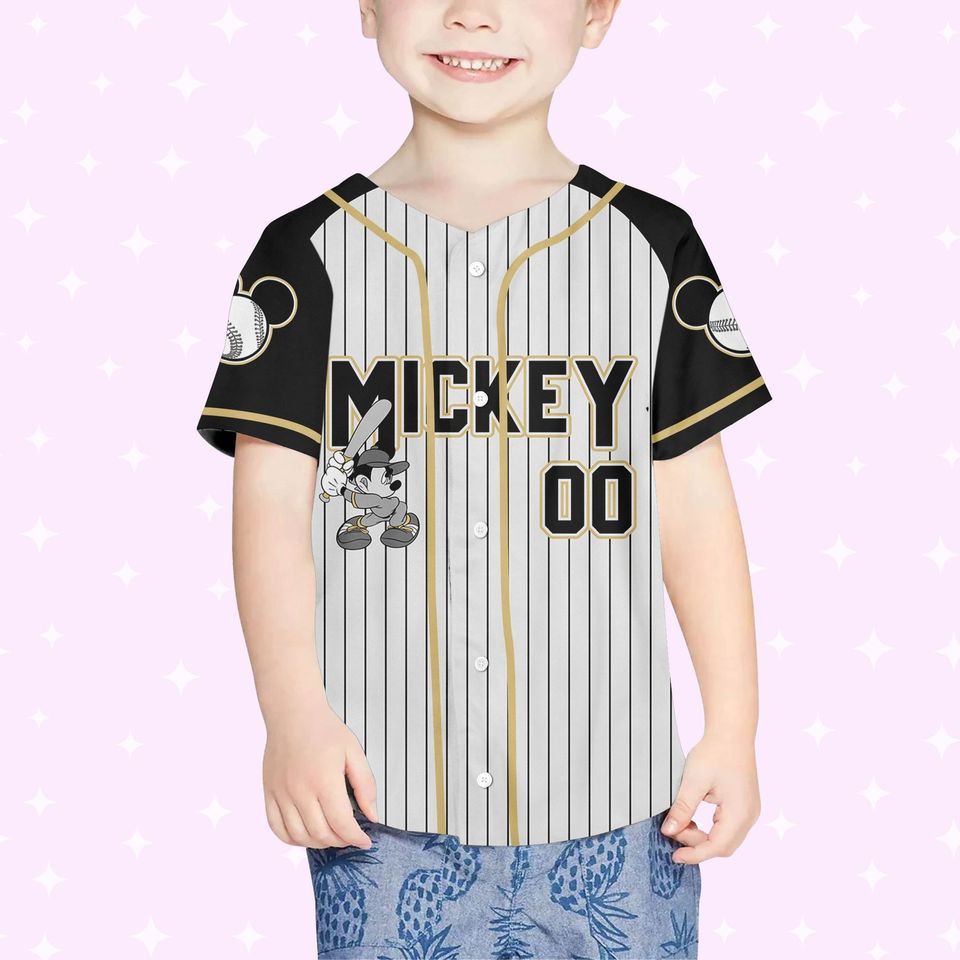 Personalize Disney Mickey Black Grey Color Jersey, Personalized Disney