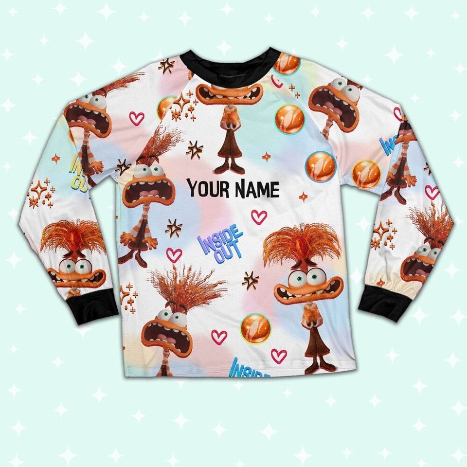 Custom Disney Inside Out Anxiety Orange Color Pajamas Set