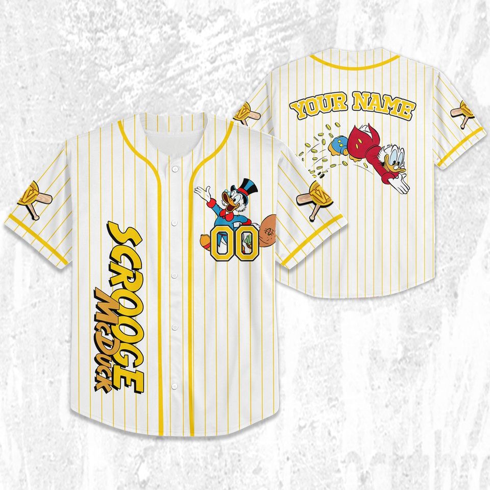 Custom Ducktales Scrooge Mcduck Classic Binding Jersey, Disney Baseball Jersey Sports