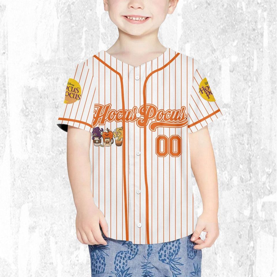 Hocus Pocus I Need To Focus Skeleton Drink Coffee Striped Orange Jersey, Disney Baseball Jersey Sports
