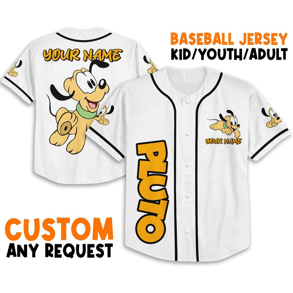 Personalize Retro Pluto Jersey, Disney Pluto Custom Baseball Jersey