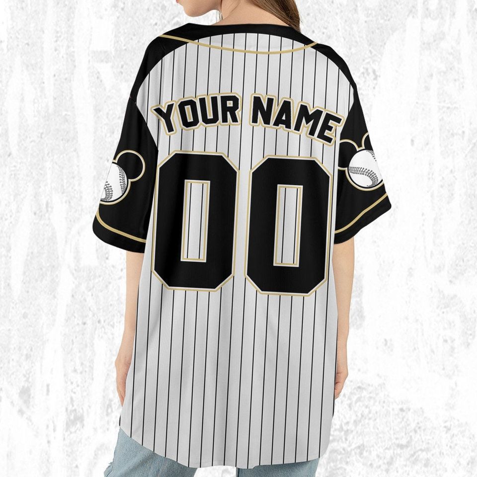 Personalize Disney Mickey Black Grey Color Jersey, Disney Baseball Jersey