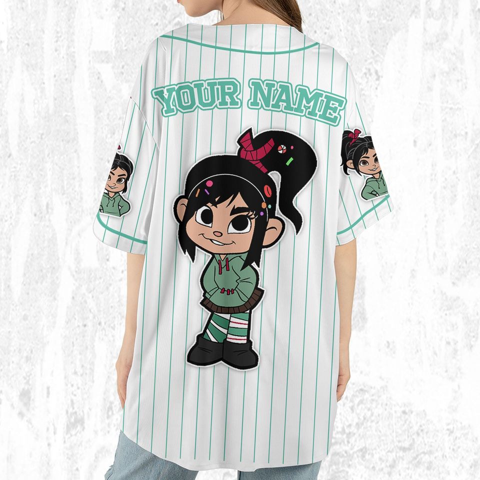 Custom Disney Wreck it Ralph Vanellope Simple Stripe Jersey, Disney Baseball Jersey