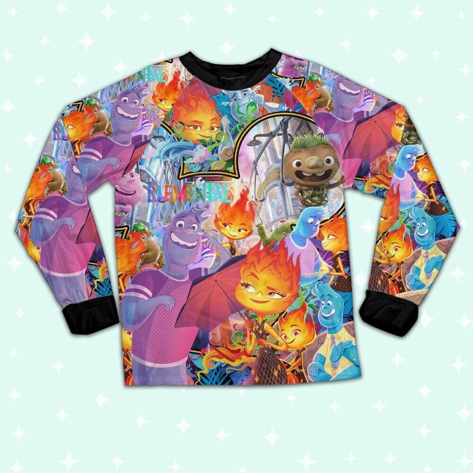 Disney Pixar Elemental Ember And Wade Umbrella Tropical Summer Pajamas ...