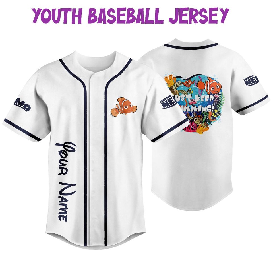 Personalized Disney Finding Nemo Swimming, Disney Baseball Jersey Sports