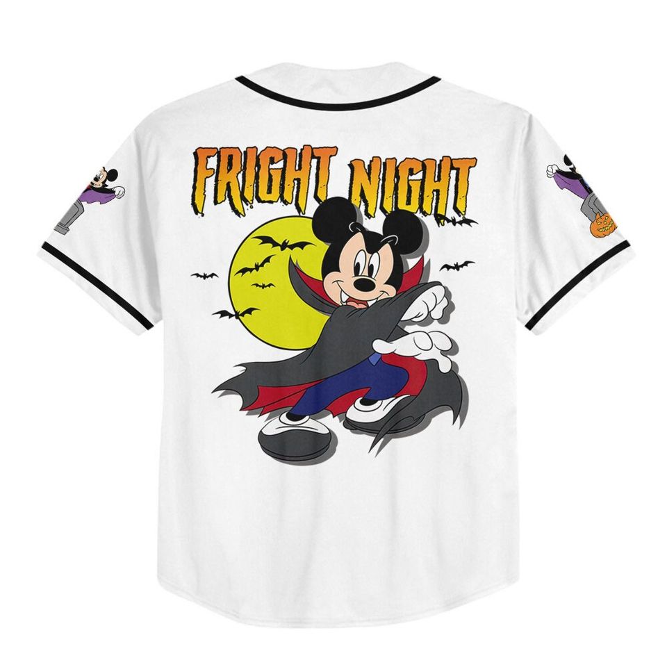 Personalized Horror Disney Mickey Mouse Fright Night, Disney Baseball Jersey Sports