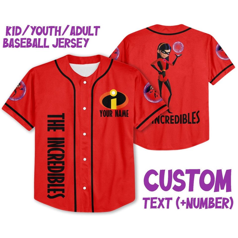 Personalized Disney The Incredibles Violet Parr Baseball Jersey
