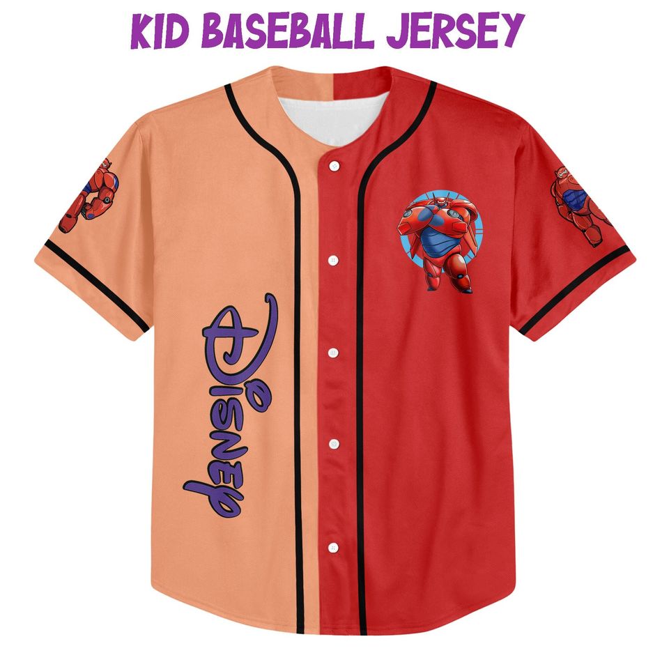Personalized Disney Big Hero 6 BayMax Strong Baseball Jersey, Custom Big White Robot