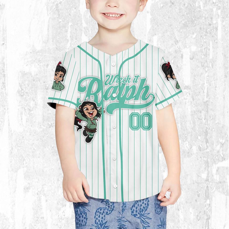 Custom Disney Wreck it Ralph Vanellope Simple Stripe Jersey, Disney Baseball Jersey