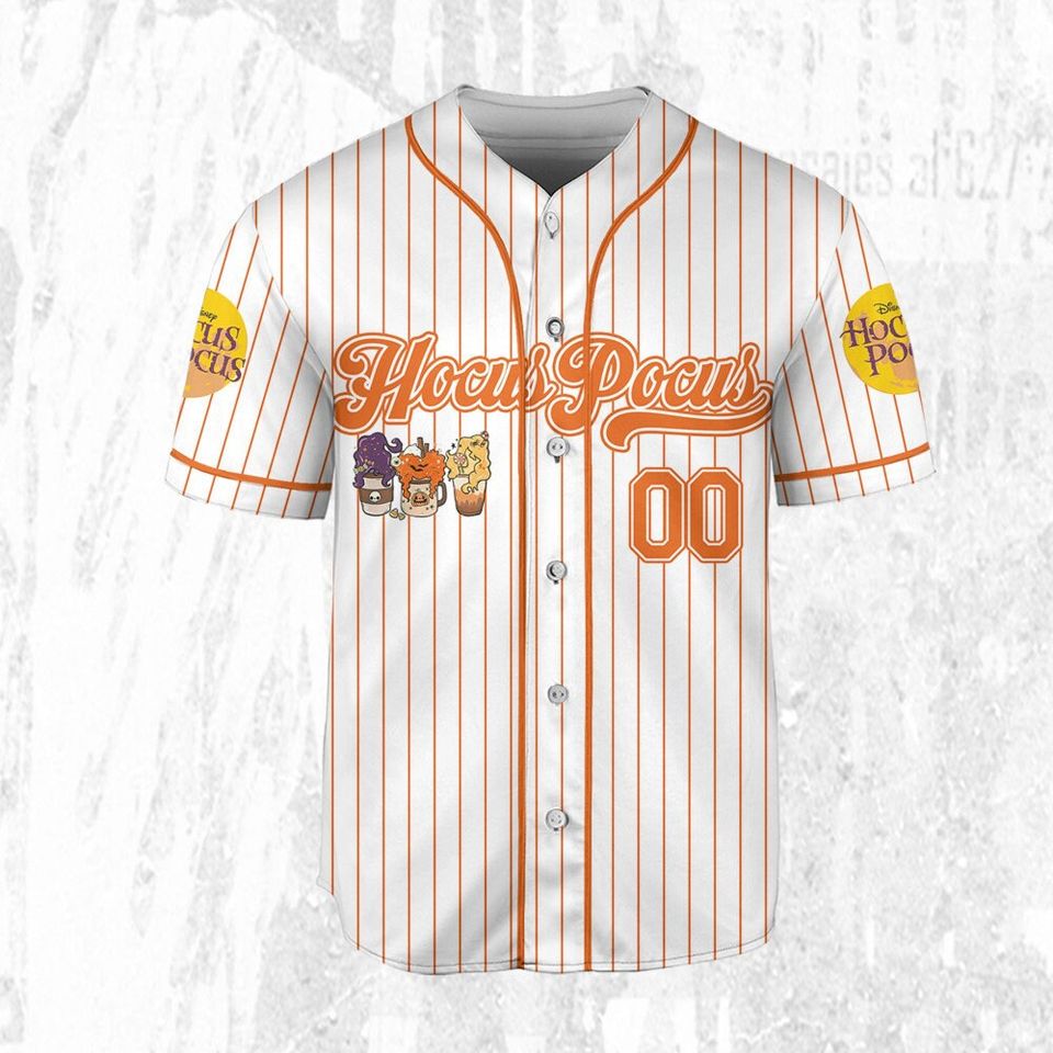 Hocus Pocus I Need To Focus Skeleton Drink Coffee Striped Orange Jersey, Disney Baseball Jersey Sports