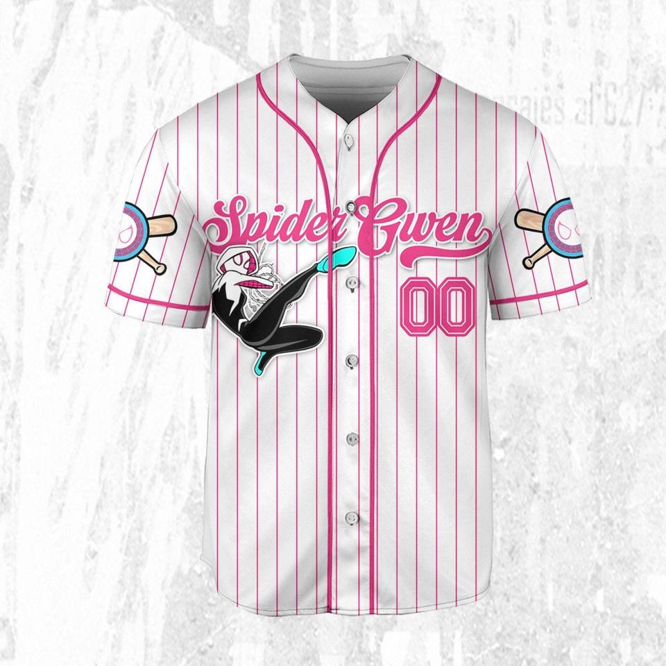 Custom Disney Spiderman Spiderverse SpiderGwen Baseball Jersey