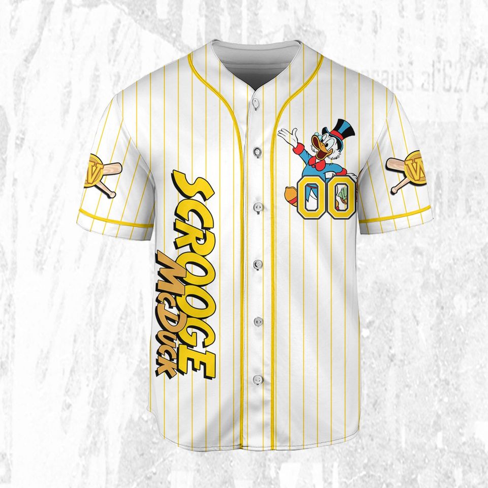 Custom Ducktales Scrooge Mcduck Classic Binding Jersey, Disney Baseball Jersey Sports