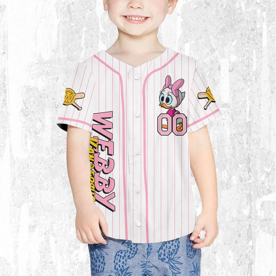 Custom Ducktales Webby Classic Binding Jersey, Disney Baseball Jersey Sports