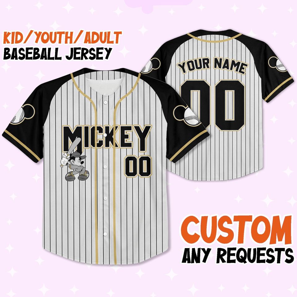 Personalize Disney Mickey Black Grey Color Jersey, Personalized Disney