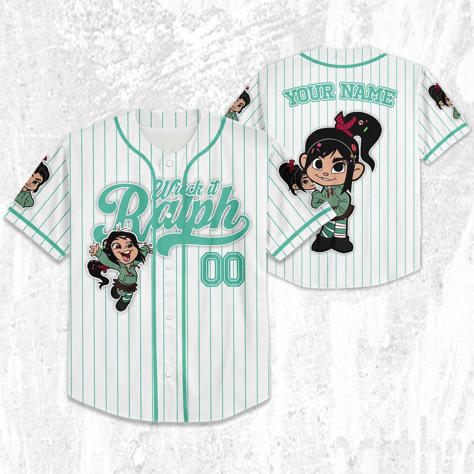 Custom Disney Wreck it Ralph Vanellope Simple Stripe Jersey, Disney Baseball Jersey