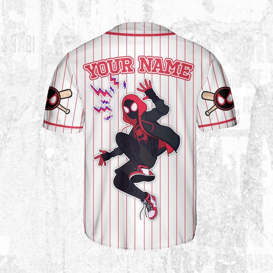 Custom Disney Spiderman Spiderverse Miles Morales Baseball Jersey