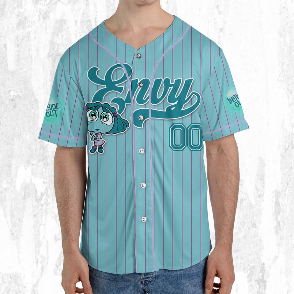 Custom Disney Inside Out Envy Simple Green Baseball Jersey, Disney