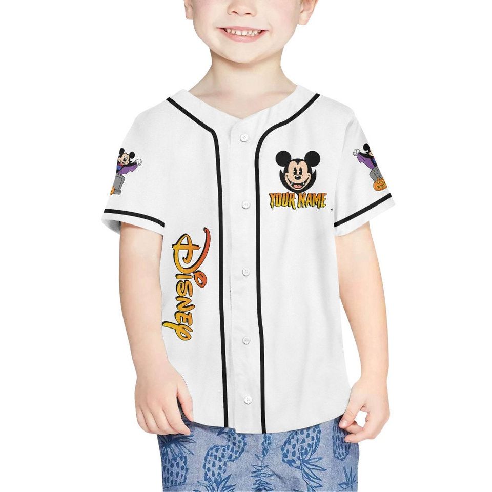 Personalized Horror Disney Mickey Mouse Fright Night, Disney Baseball Jersey Sports