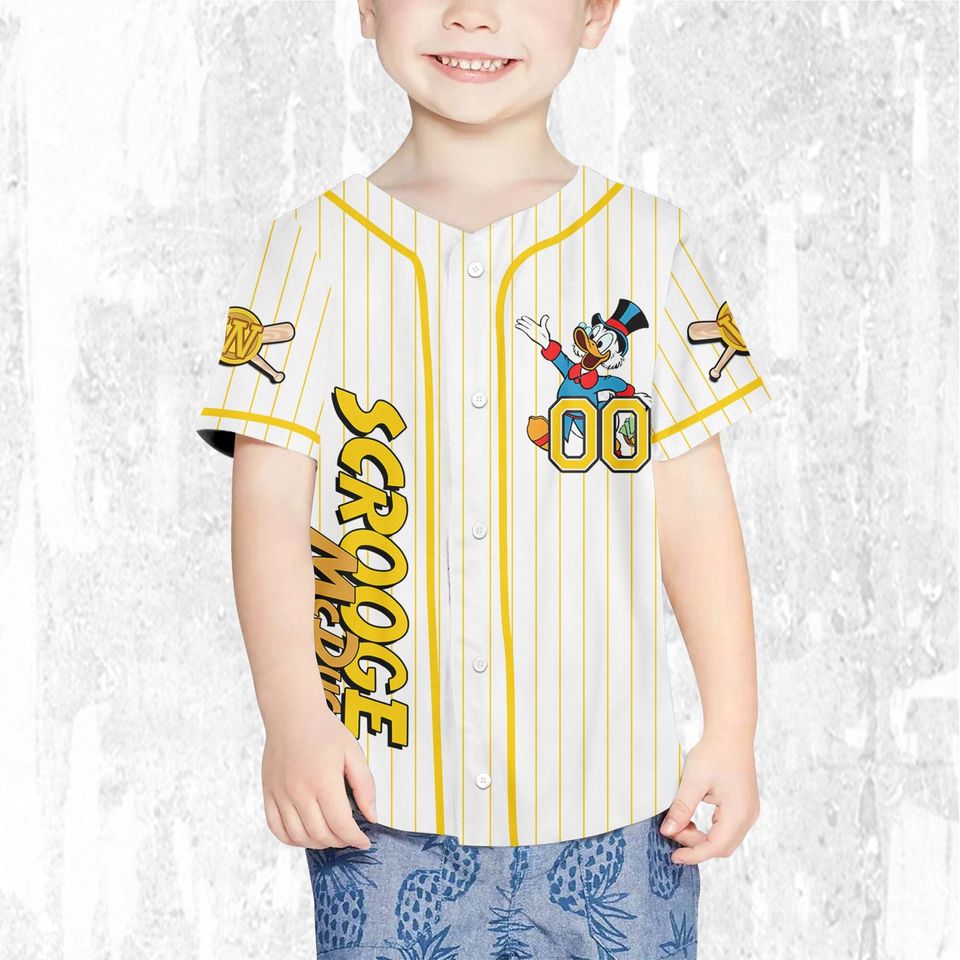 Custom Ducktales Scrooge Mcduck Classic Binding Jersey, Disney Baseball Jersey Sports