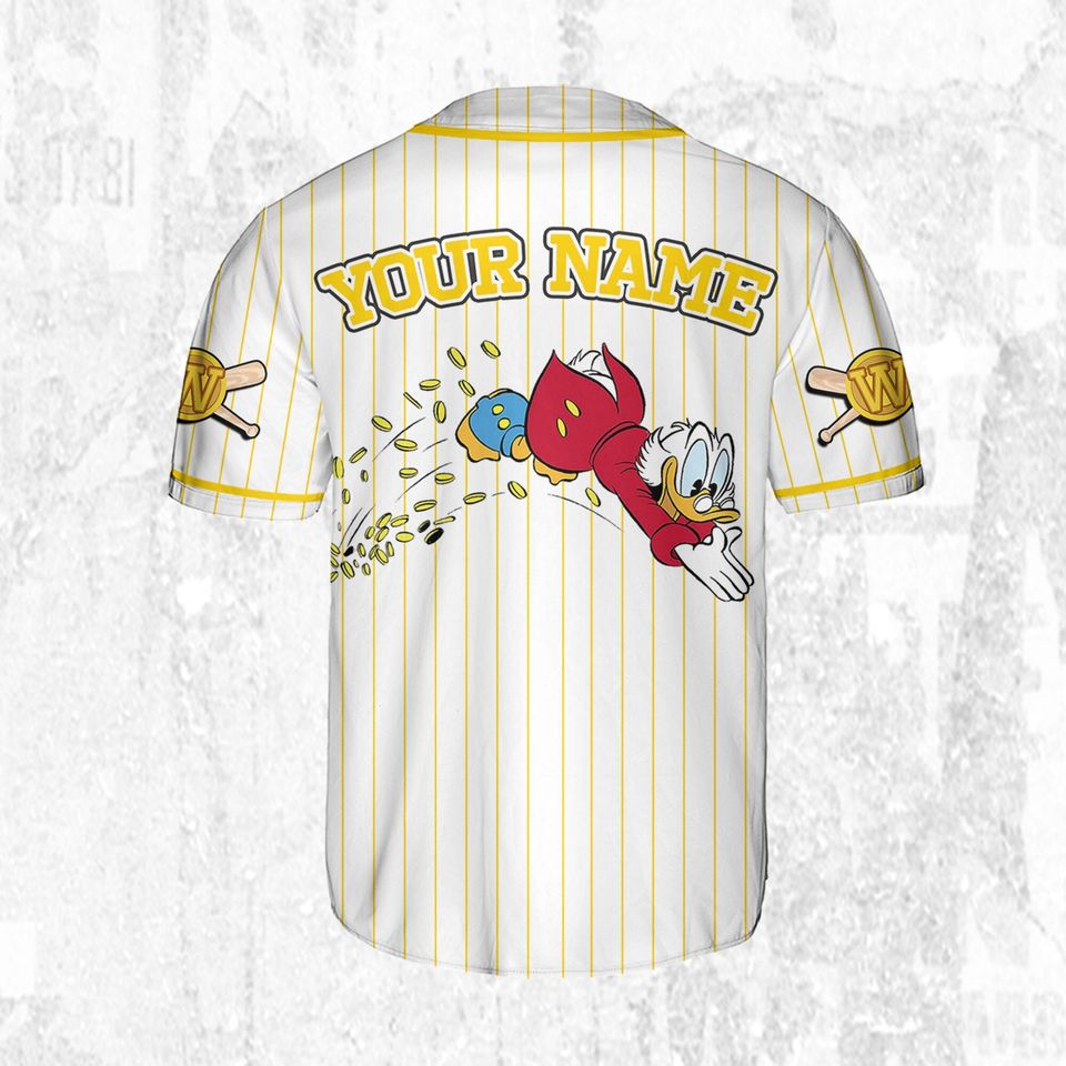 Custom Ducktales Scrooge Mcduck Classic Binding Jersey, Disney Baseball Jersey Sports