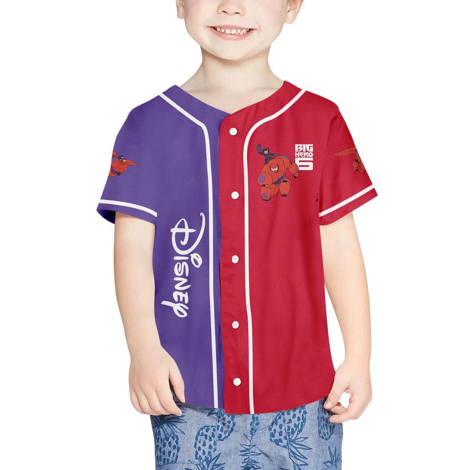 Personalized Disney Big Hero 6 BayMax And Hiro, Custom Big White Robot Baseball Jersey
