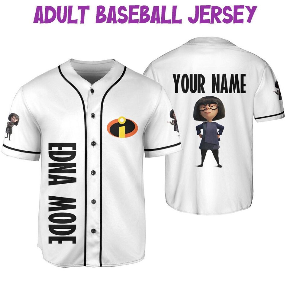 Personalized Disney The Incredibles Edna Mode Baseball Jersey