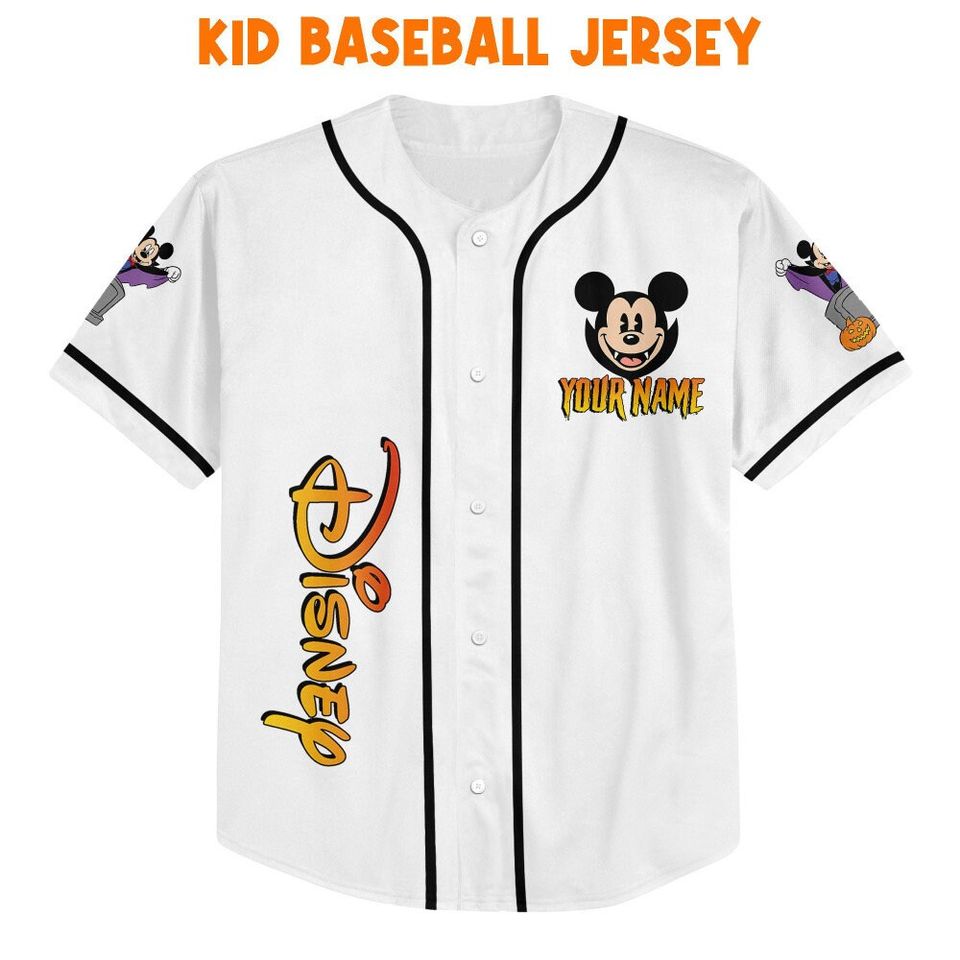 Personalized Horror Disney Mickey Mouse Fright Night, Disney Baseball Jersey Sports
