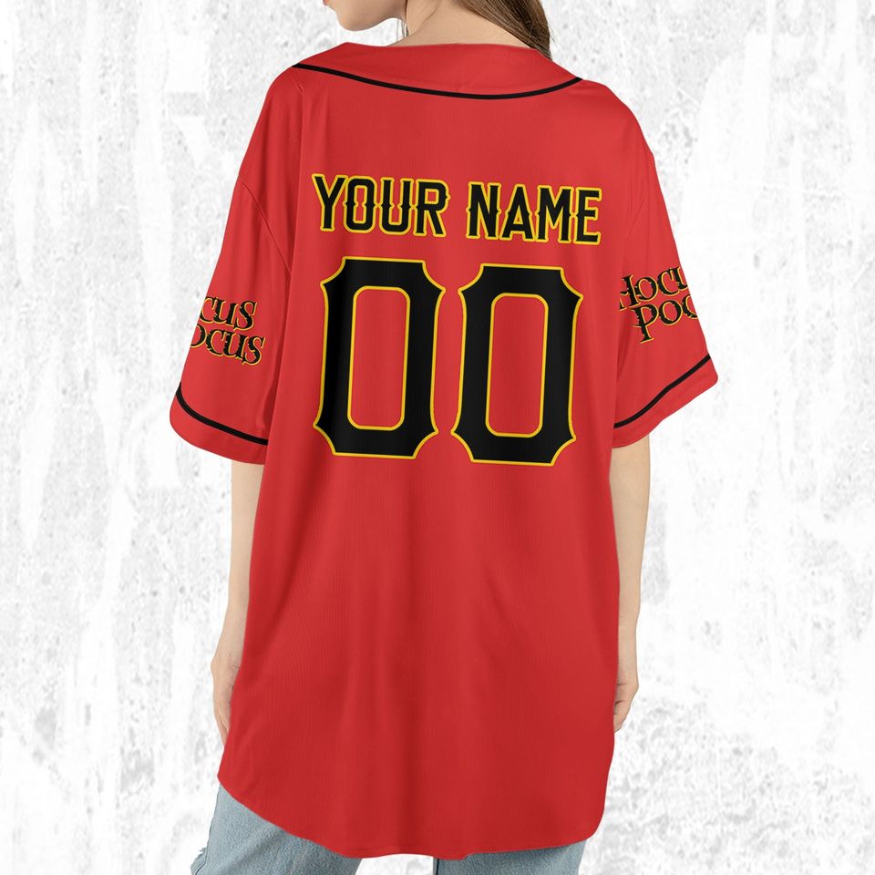 Personalized Hocus Pocus Skeleton Coffee Red Jersey, Disney Baseball Jersey
