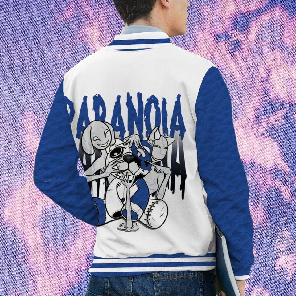 AJ 12 Blueberry Unisex Varsity Jacket, Paranoia BER Varsity Custom, Personalized Varsity Jacket