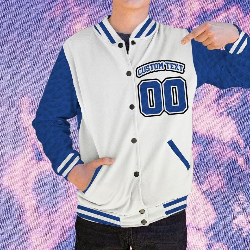 AJ 12 Blueberry Unisex Varsity Jacket, Paranoia BER Varsity Custom, Personalized Varsity Jacket